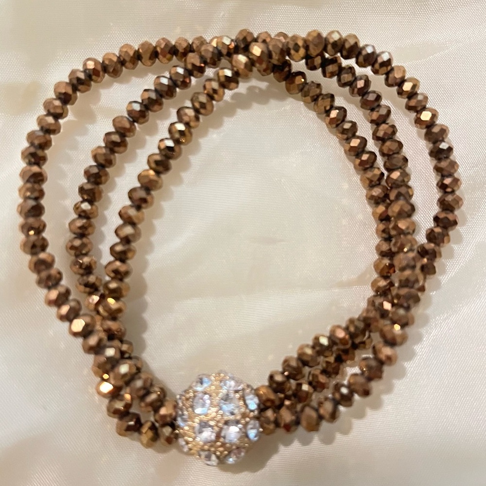 MCM Bracelet Crystal Faceted Beads, Women’s, Ball Center Piece, Beautiful, Vtg